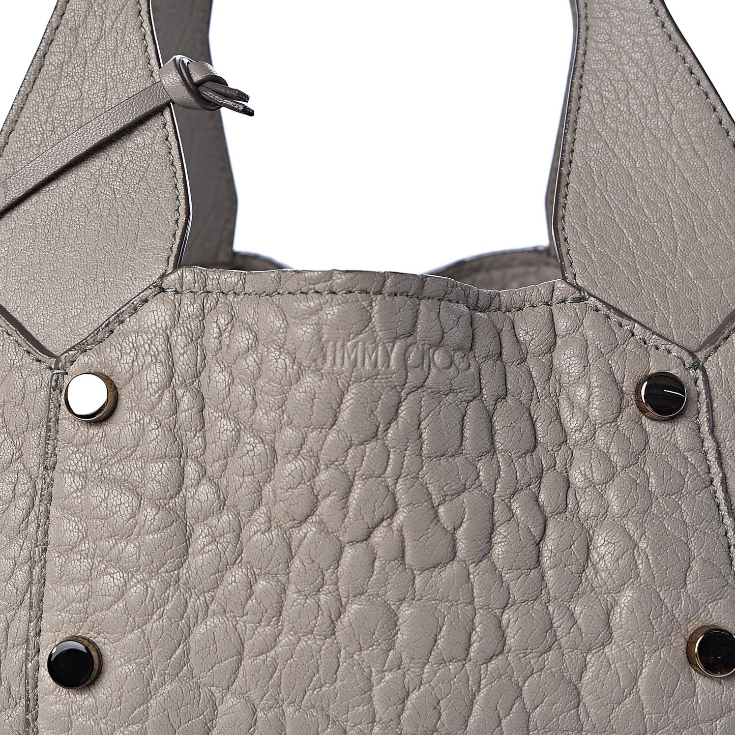 Grained Calfskin Studded Lockett Shopper Tote Moonstone