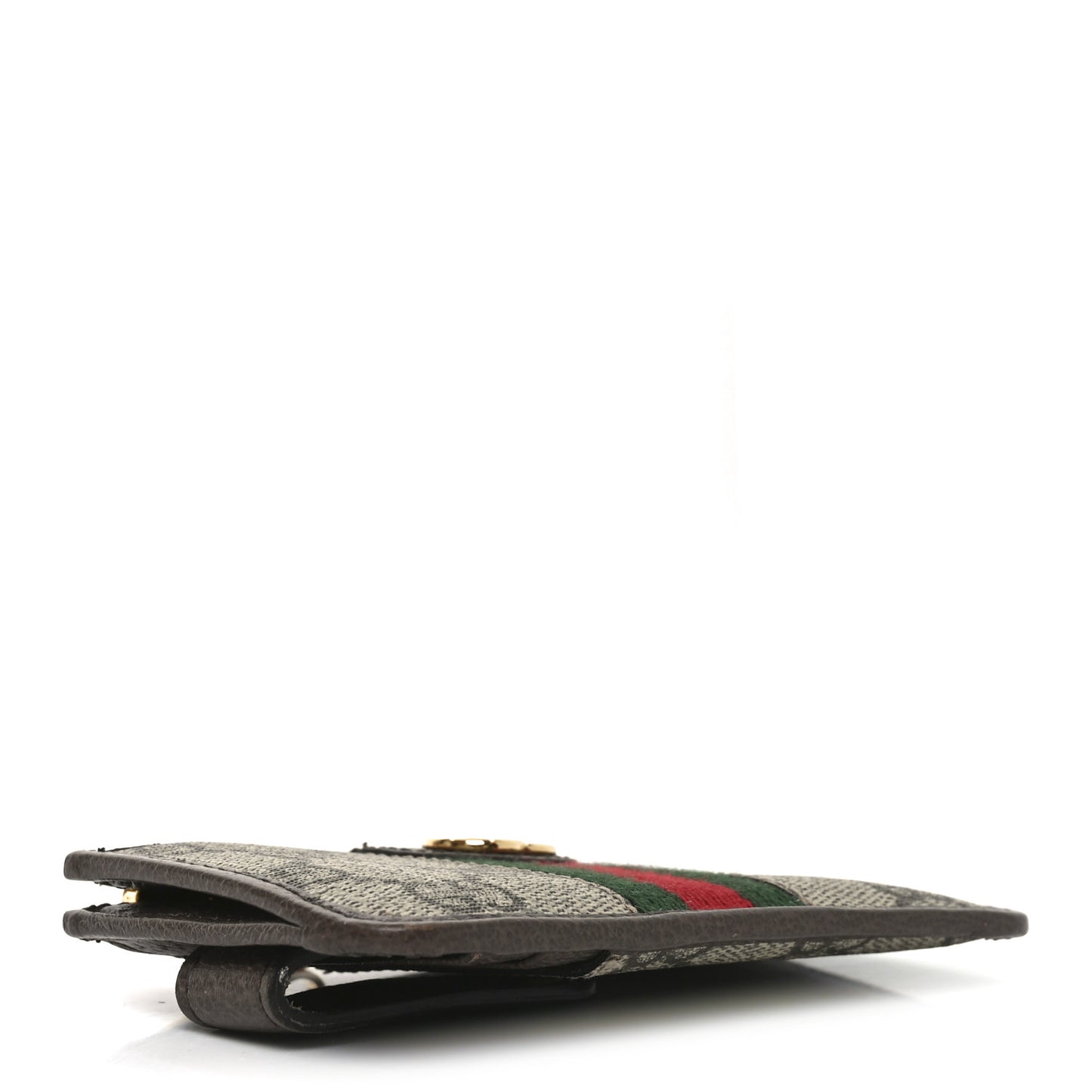 GG Supreme Monogram Web Ophidia Zip Card Case Brown