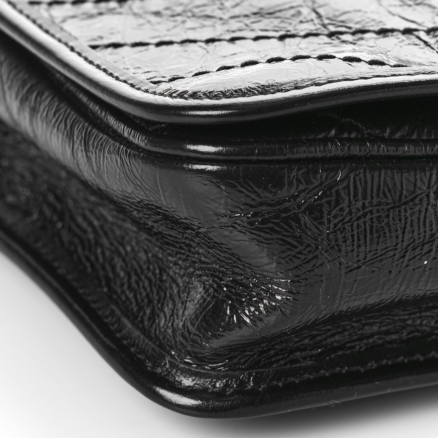 Saint Laurent Crinkled Calfskin Matelasse Monogram Niki Chain Wallet Black 8 of 9