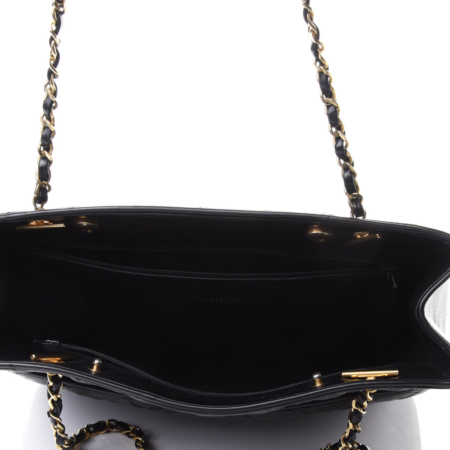 Chanel Lambskin Quilted Shopping Tote Black 4 of 4