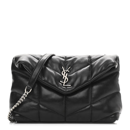 Saint Laurent Lambskin Quilted Toy Loulou Puffer Monogram Chain Satchel Black 1 of 11