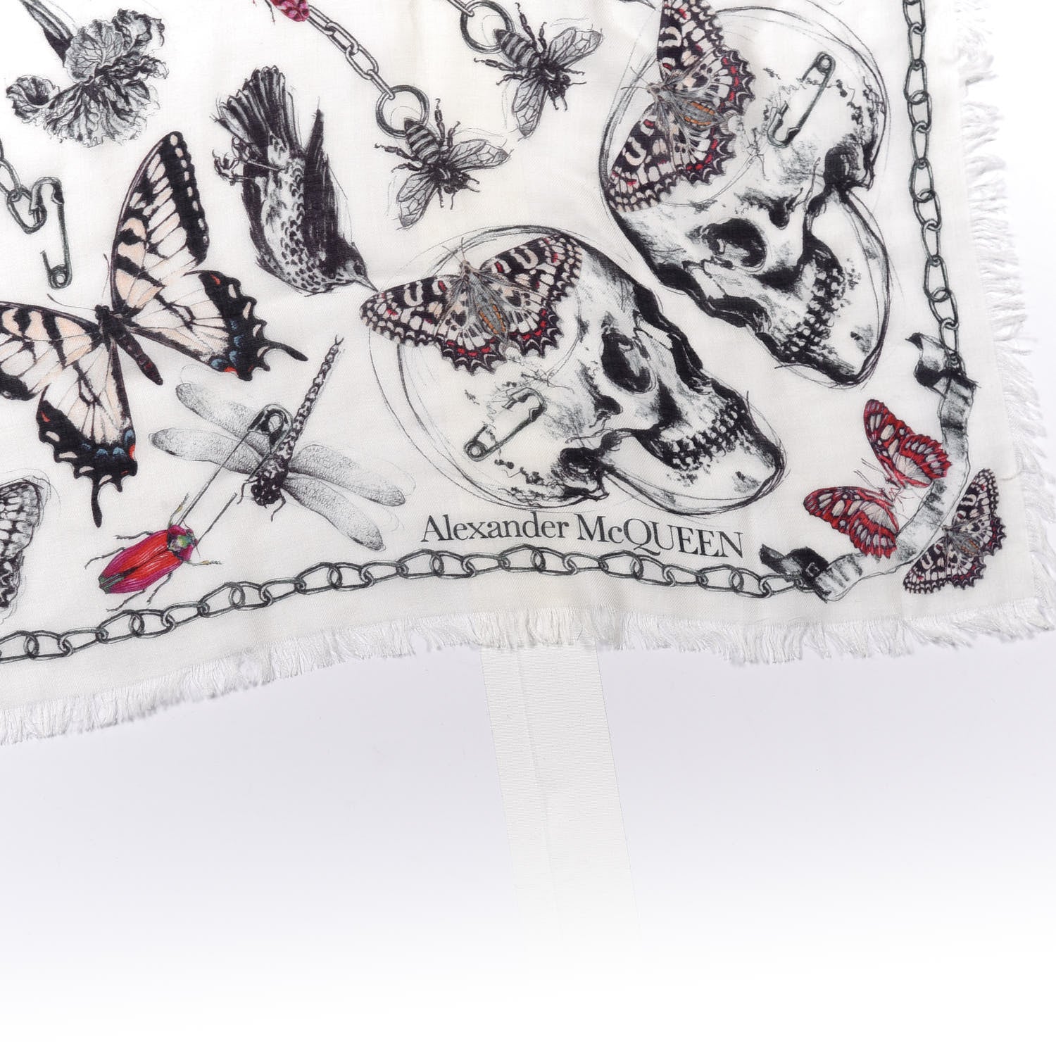 Alexander McQueen Silk Chiffon Butterfly Scarf White 3 of 5