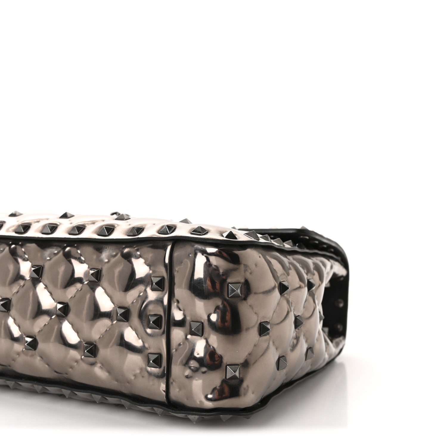 Valentino Garavani Metallic Patent Medium Rockstud Spike Shoulder Bag Rutenio 9 of 9