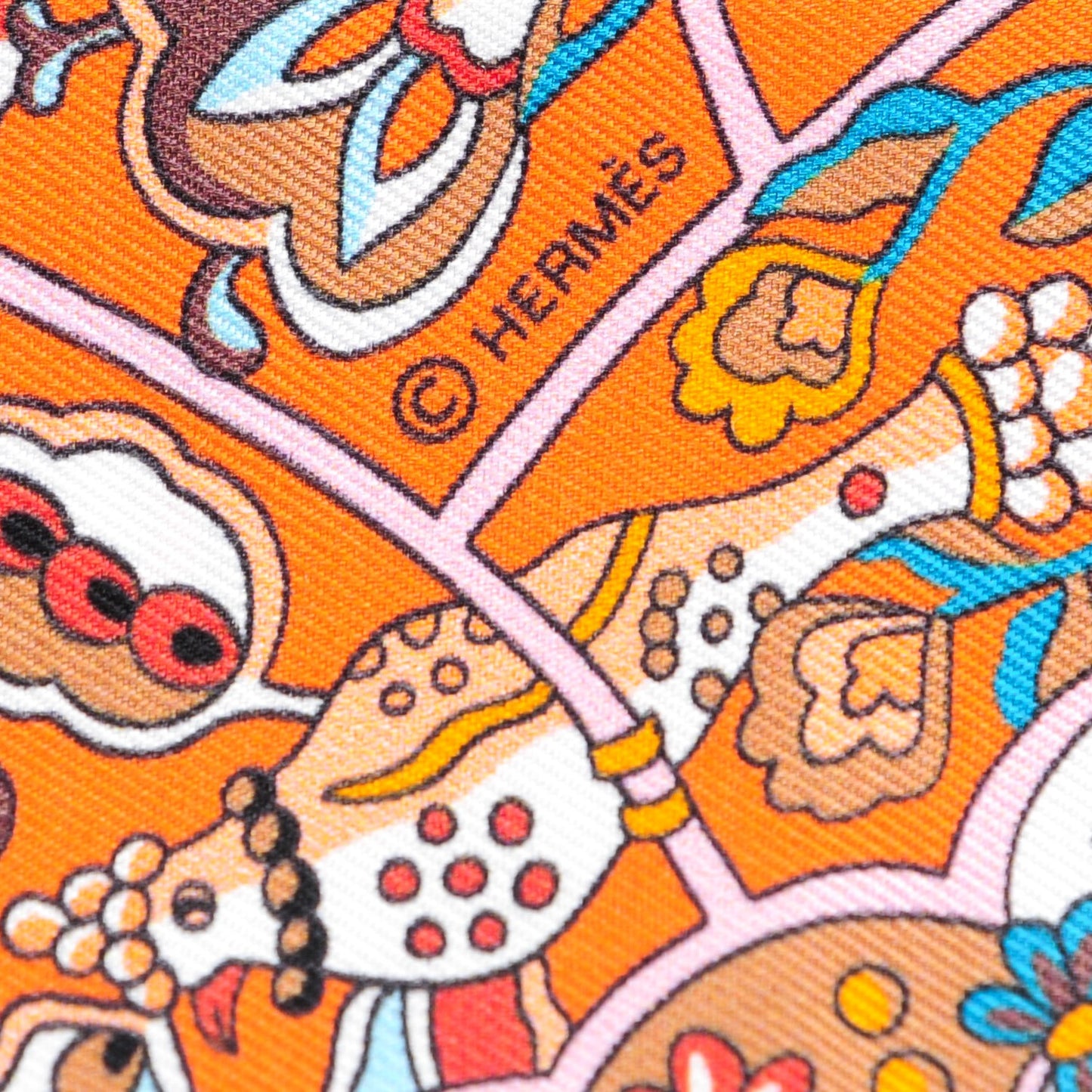 Silk Au Pays Des Oiseaux Fleurs Twilly Orange Brun Saumon