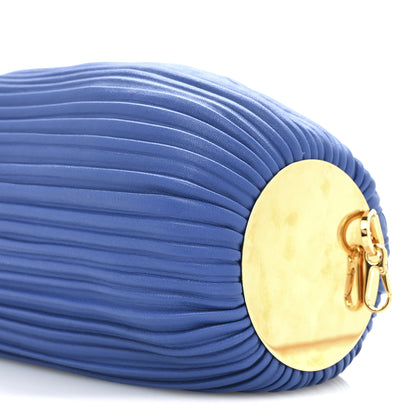 Loewe Lambskin Pleated Bracelet Pouch Shoulder Bag Royal Blue 10 of 11