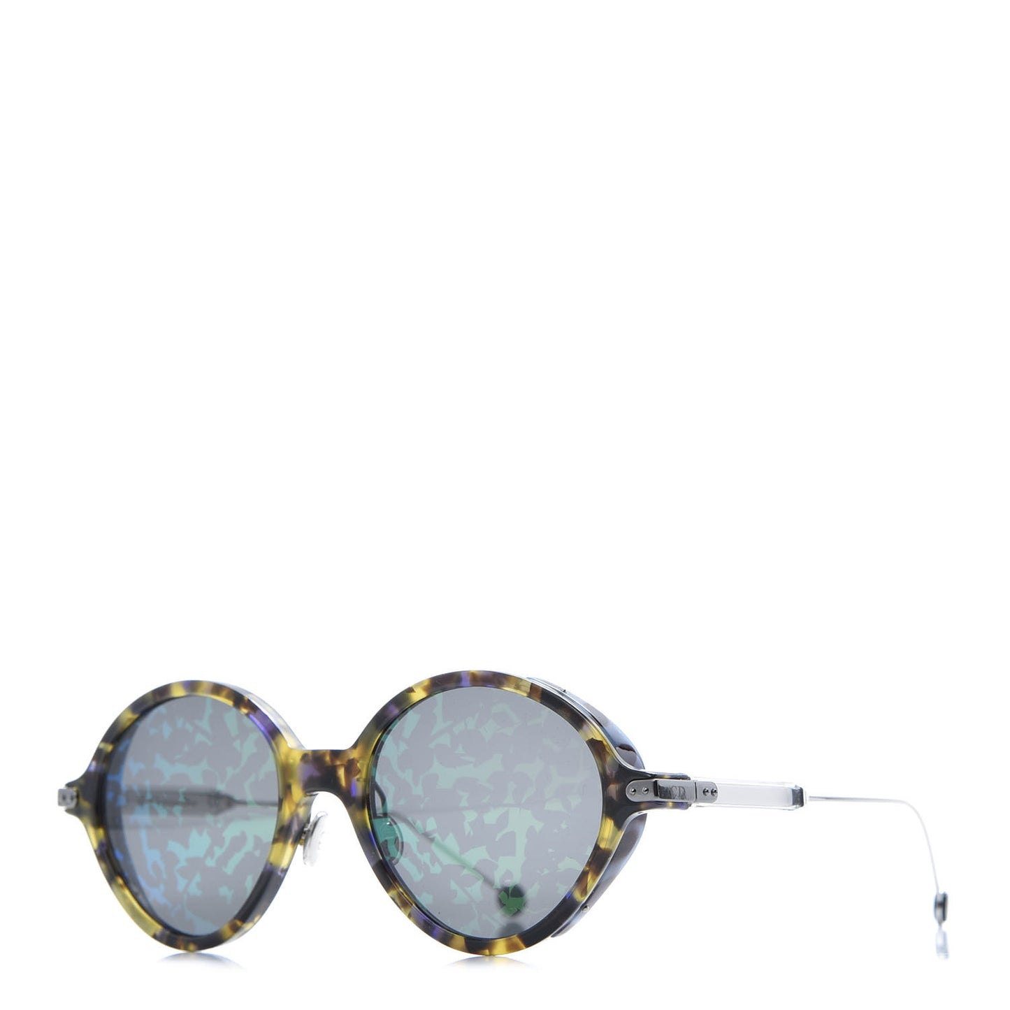 Acetate Leaf Print Umbrage Round Sunglasses Green Foliage