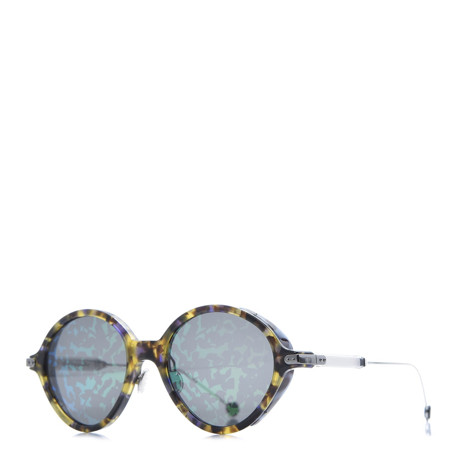 Christian Dior Acetate Leaf Print Umbrage Round Sunglasses Green Foliage 1 of 7
