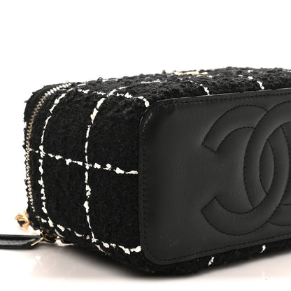 Chanel Tweed Pearl Crush Small Vanity Case With Chain Black White 10 of 12