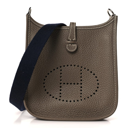 Hermes Taurillon Clemence Amazone Evelyne TPM Etoupe Bleu Indigo 1 of 10