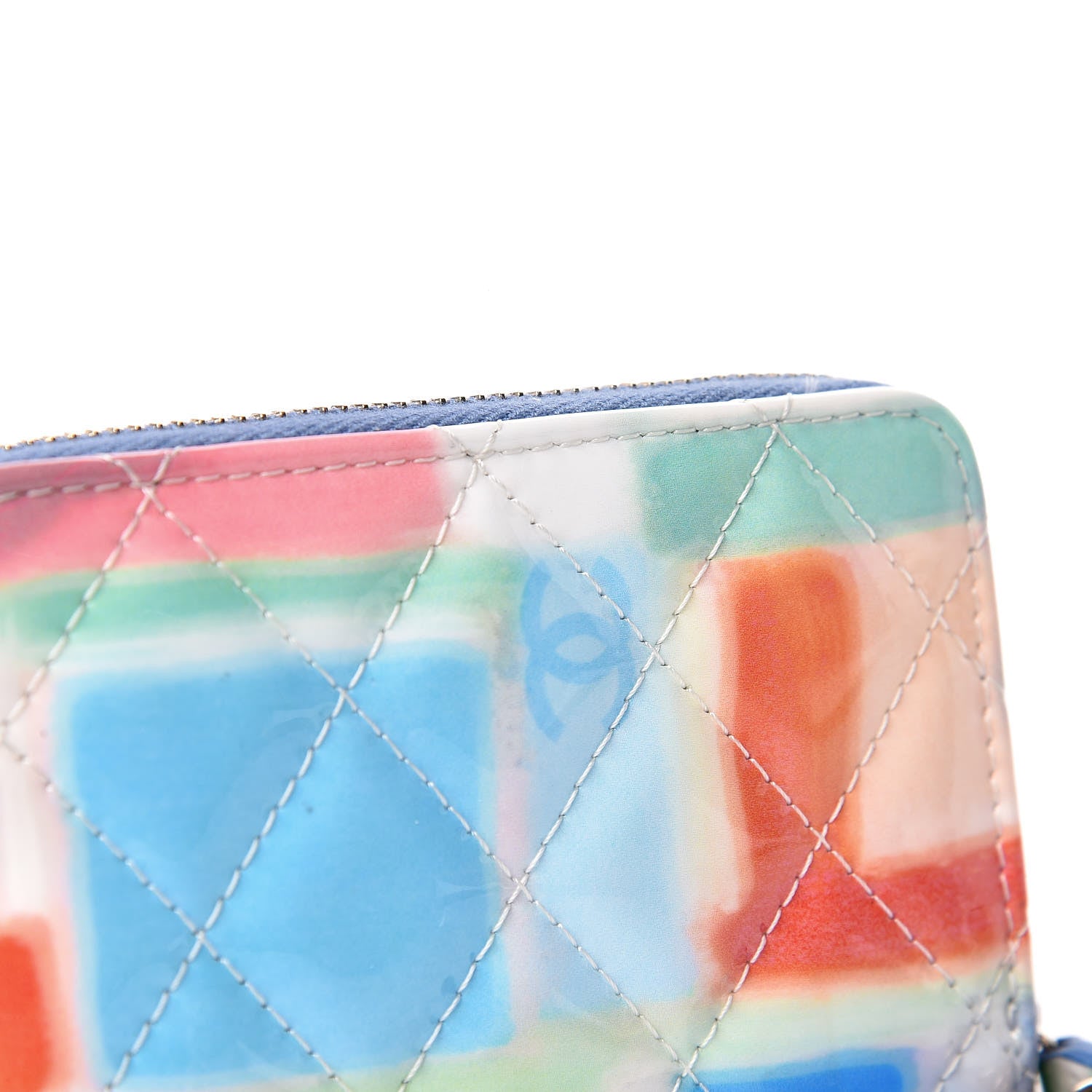Chanel Patent Calfskin Printed Quilted Zip Coin Purse Multicolor 10 of 11
