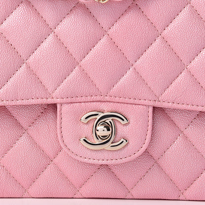 Chanel Iridescent Caviar Quilted Medium Double Flap Rose Pink 10 of 11