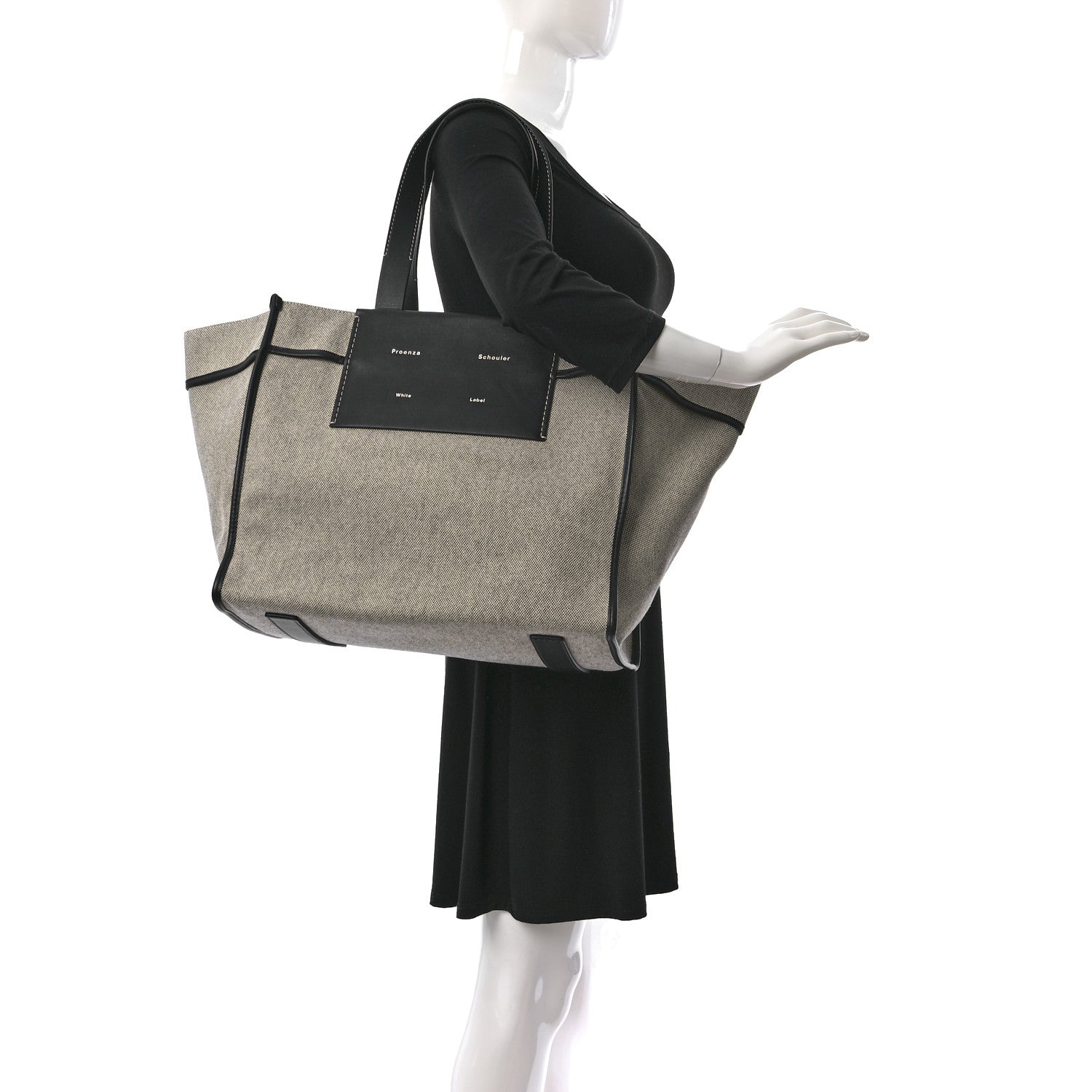 Proenza Schouler Canvas Calfskin XL Morris Tote Optic White Black 2 of 12