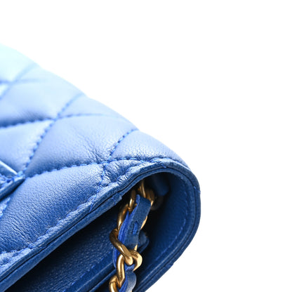 Chanel Lambskin Quilted CC Pearl Crush Wallet on Chain WOC Blue 12 of 12