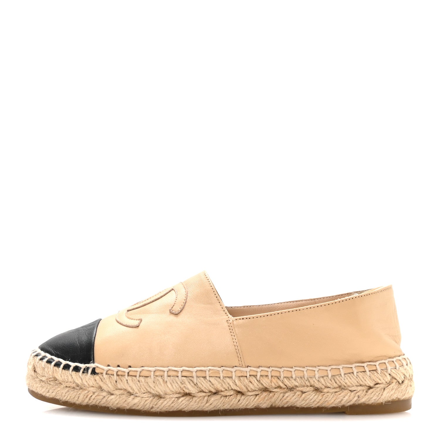 Chanel Lambskin CC Espadrilles 36 Beige Black 1 of 10