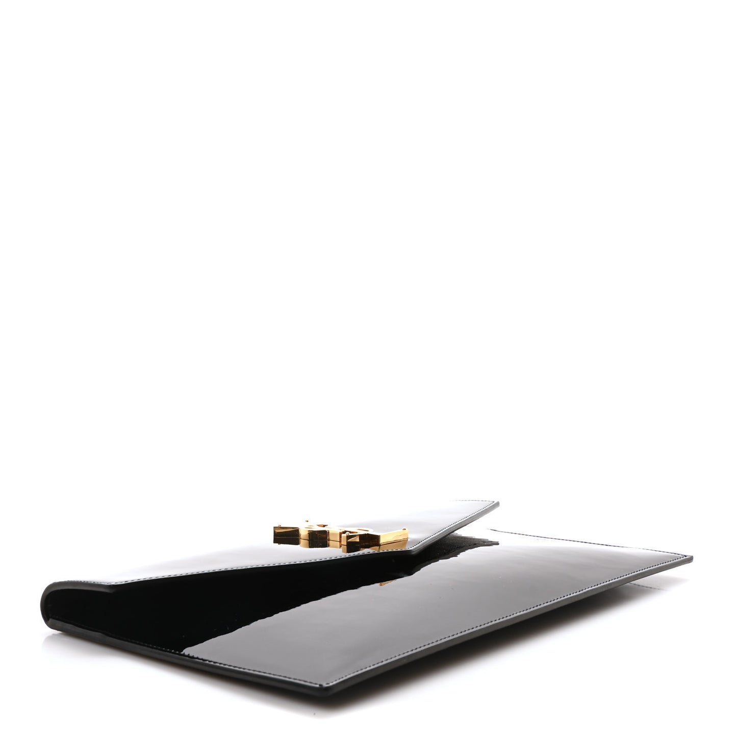 Patent Calfskin Monogram Uptown Clutch Black