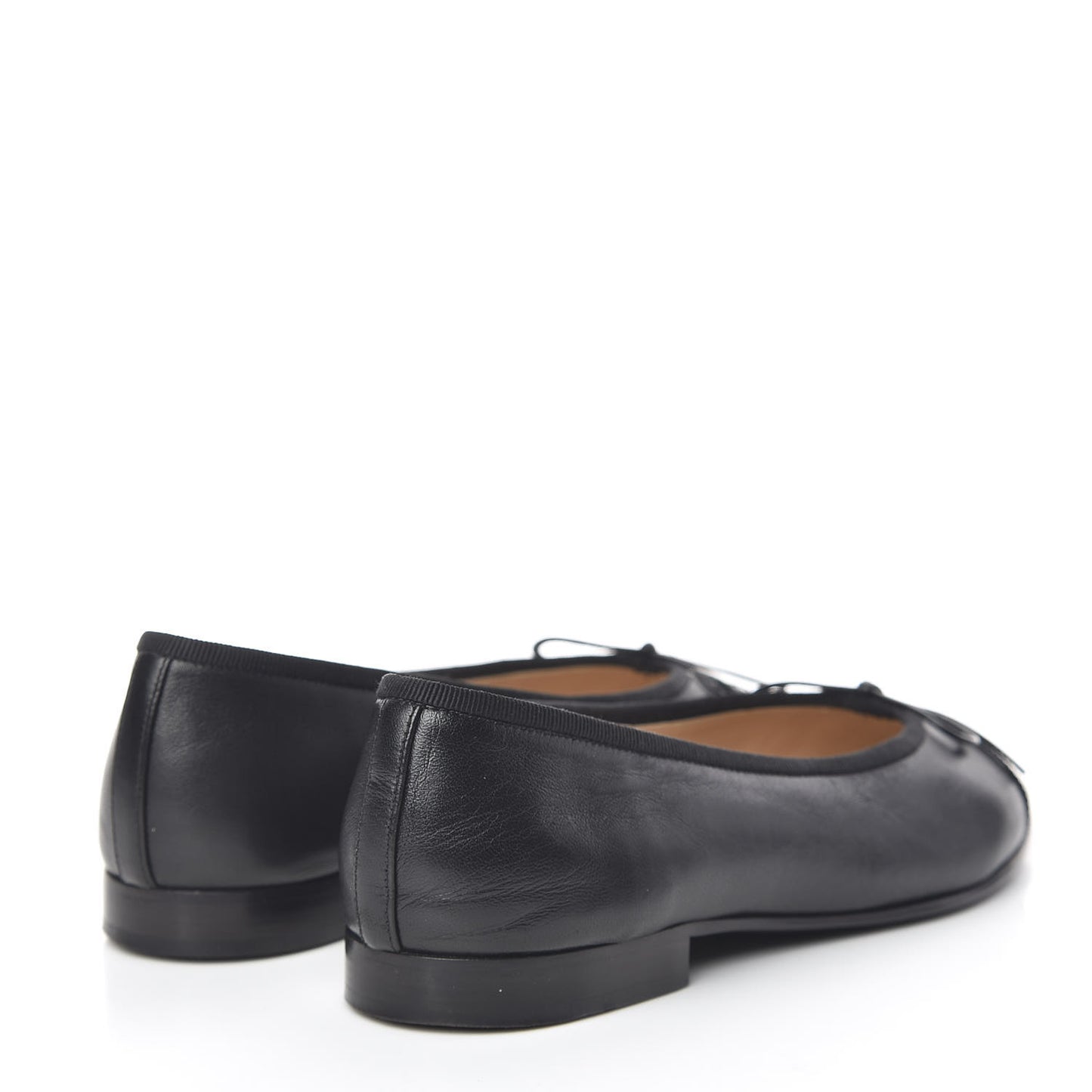 Lambskin Patent CC Cap Toe Ballerina Flats 36 Black