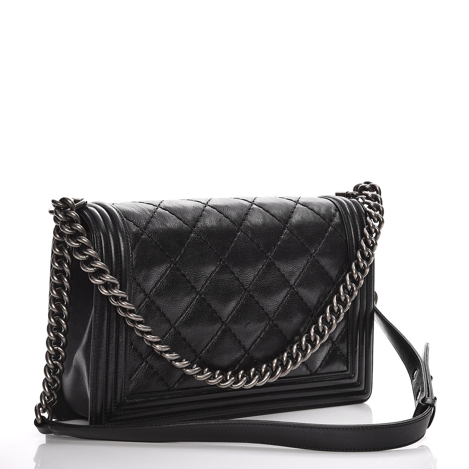 Chanel Calfskin Quilted Double Stitch New Medium Boy Flap Black 3 of 13