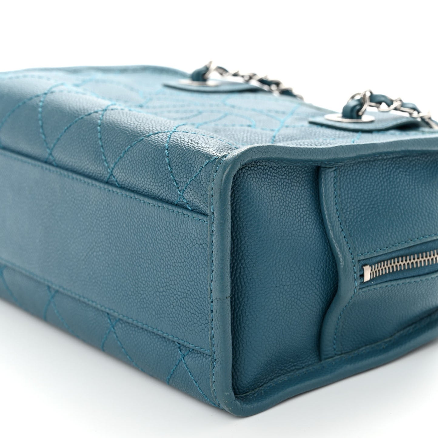 Caviar Quilted Small Deauville Bowling Bag Blue