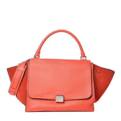 Celine Drummed Calfskin Suede Medium Trapeze Vermillion 1 of 21