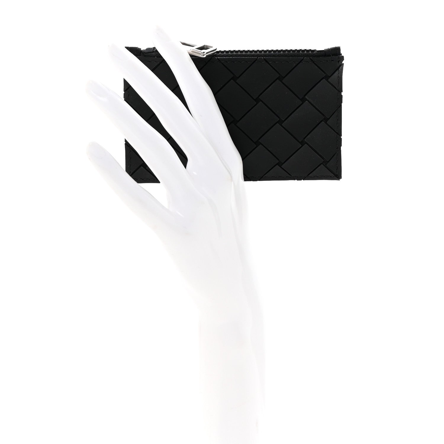 Bottega Veneta Rubber Nylon Intrecciato Zip Card Holder Black 2 of 7