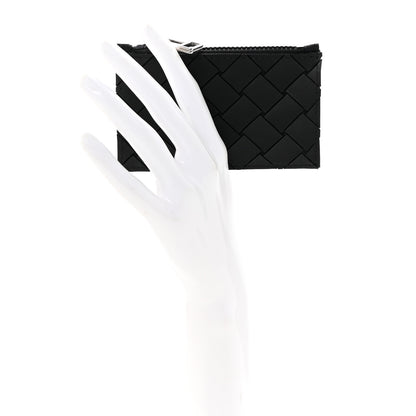 Bottega Veneta Rubber Nylon Intrecciato Zip Card Holder Black 2 of 7