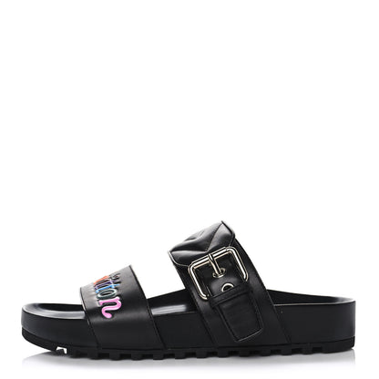 Louis Vuitton Calfskin New Wave Bom Dia Mule Sandals 35 Black 1 of 7