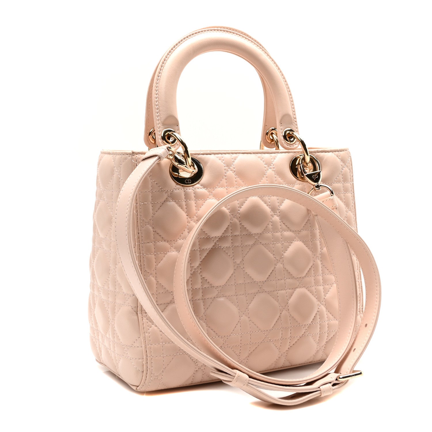 Christian Dior Lambskin Cannage Medium Lady Dior Light Pink 3 of 11