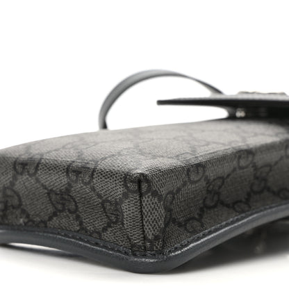 Gucci GG Supreme Monogram Textured Dollar Calfskin Phone Crossbody Bag Grey Black Graphite Grey 9 of 10