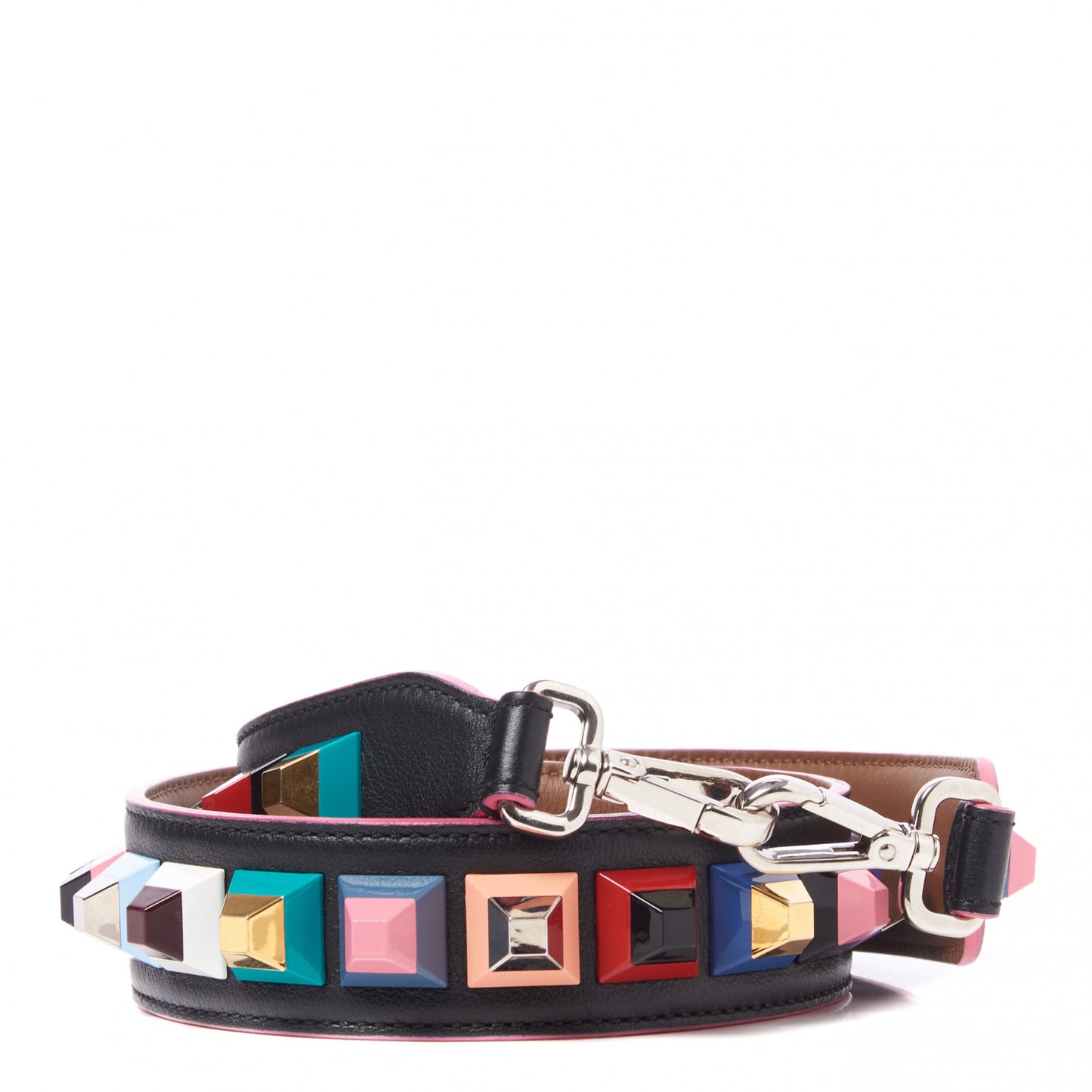 Vitello Dolce Plexiglass Bi-Color Studded Strap You Black Brownie Multicolor