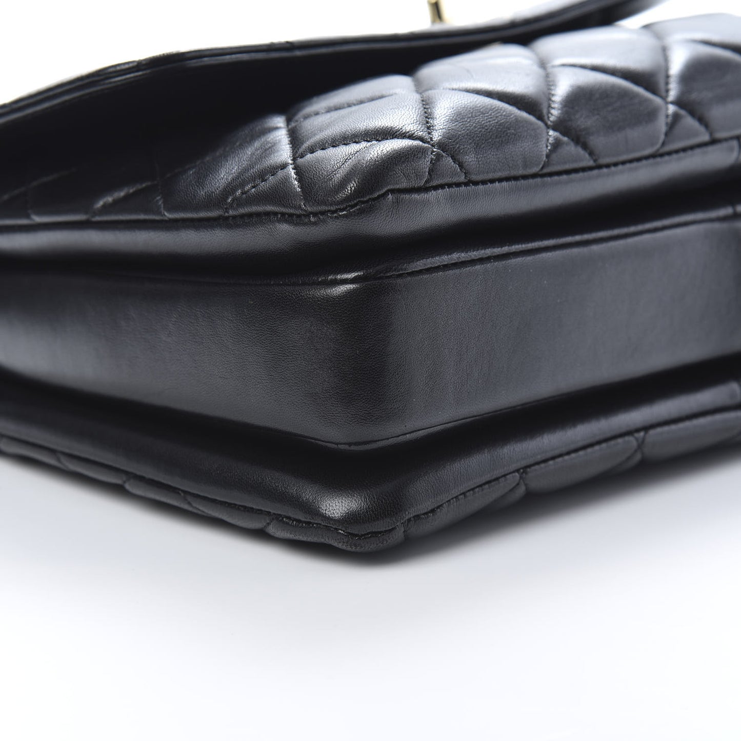 Lambskin Quilted Medium Trendy CC Flap Dual Handle Bag Black