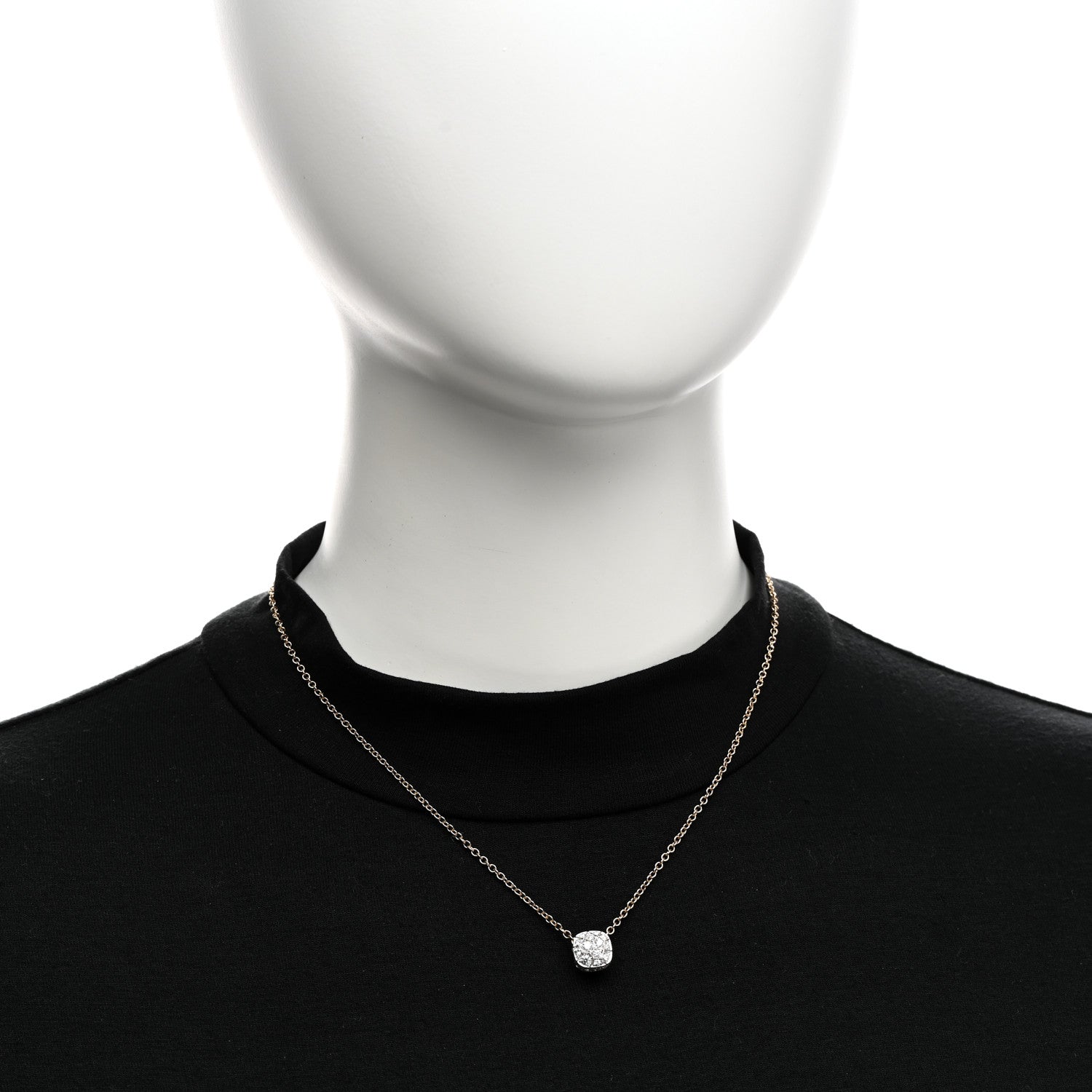 Pomellato 18K Rose White Gold Diamond Nudo Pendant Necklace 2 of 6
