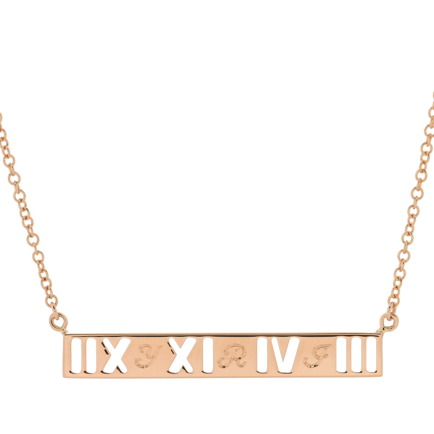 18K Rose Gold Diamond Atlas Pierced Bar Pendant Necklace