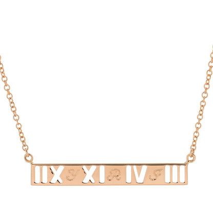 Tiffany 18K Rose Gold Diamond Atlas Pierced Bar Pendant Necklace 4 of 4