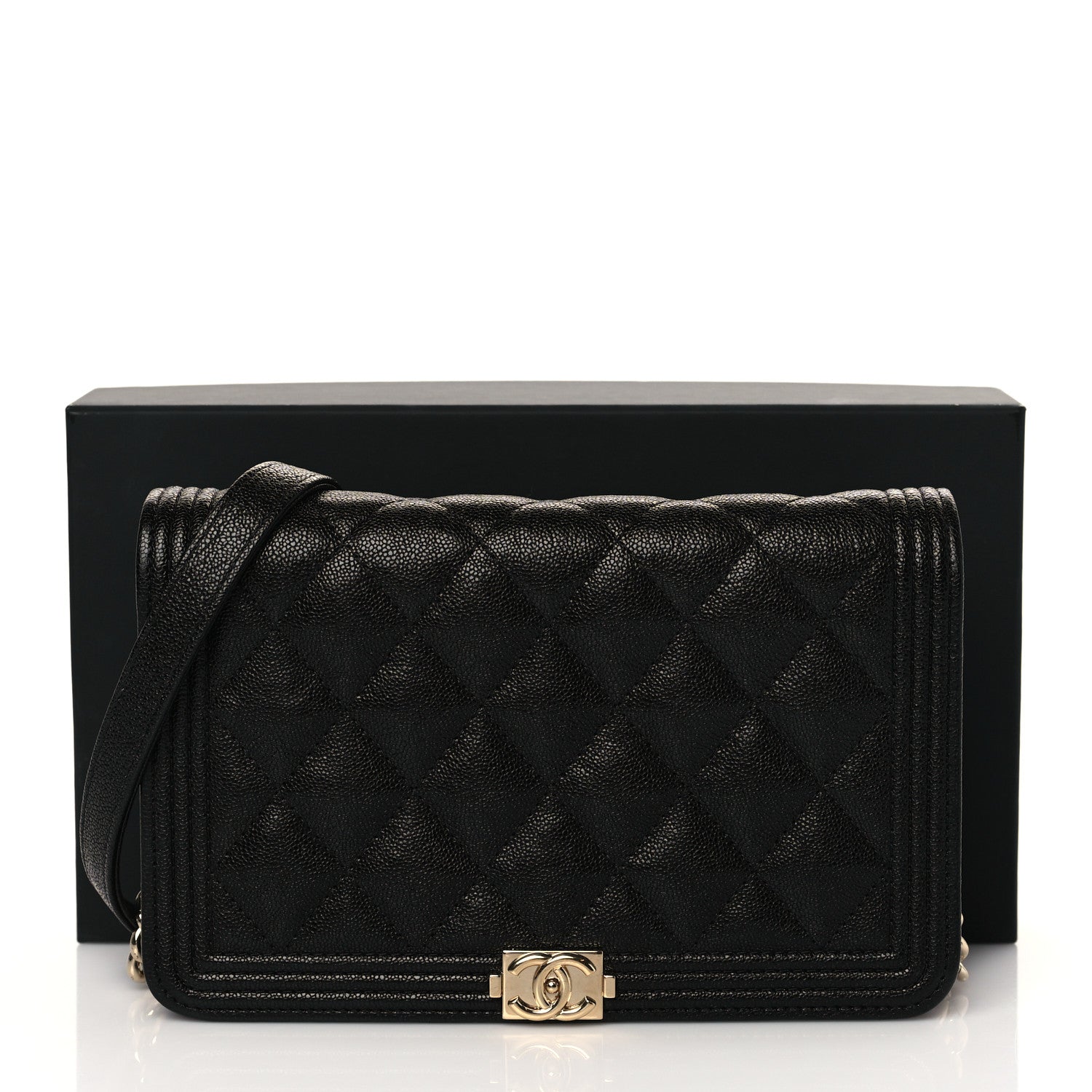 Chanel Caviar Quilted Boy Wallet On Chain WOC Black 11 of 11