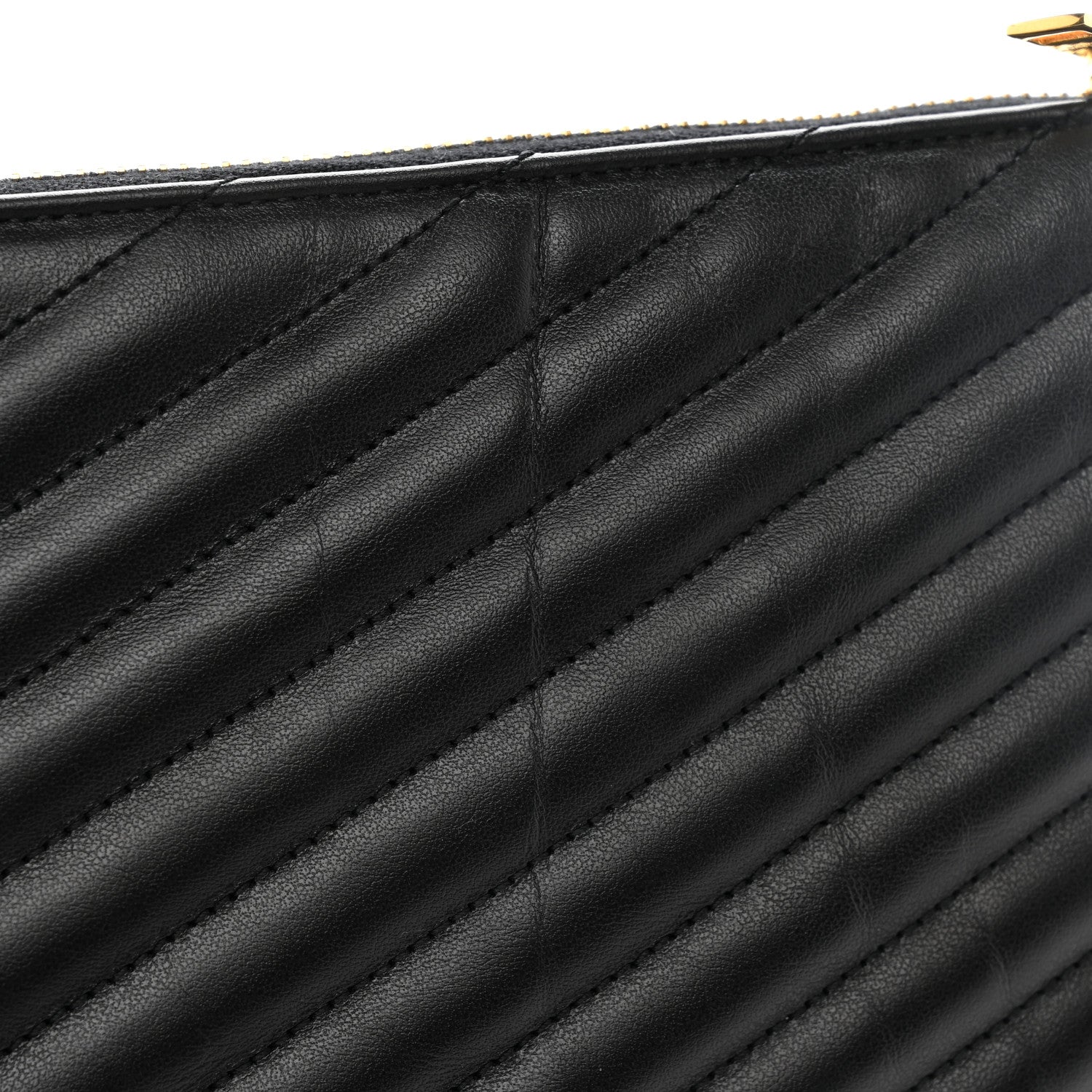 Saint Laurent Calfskin Matelasse Chevron Monogram Document Holder Black 8 of 9