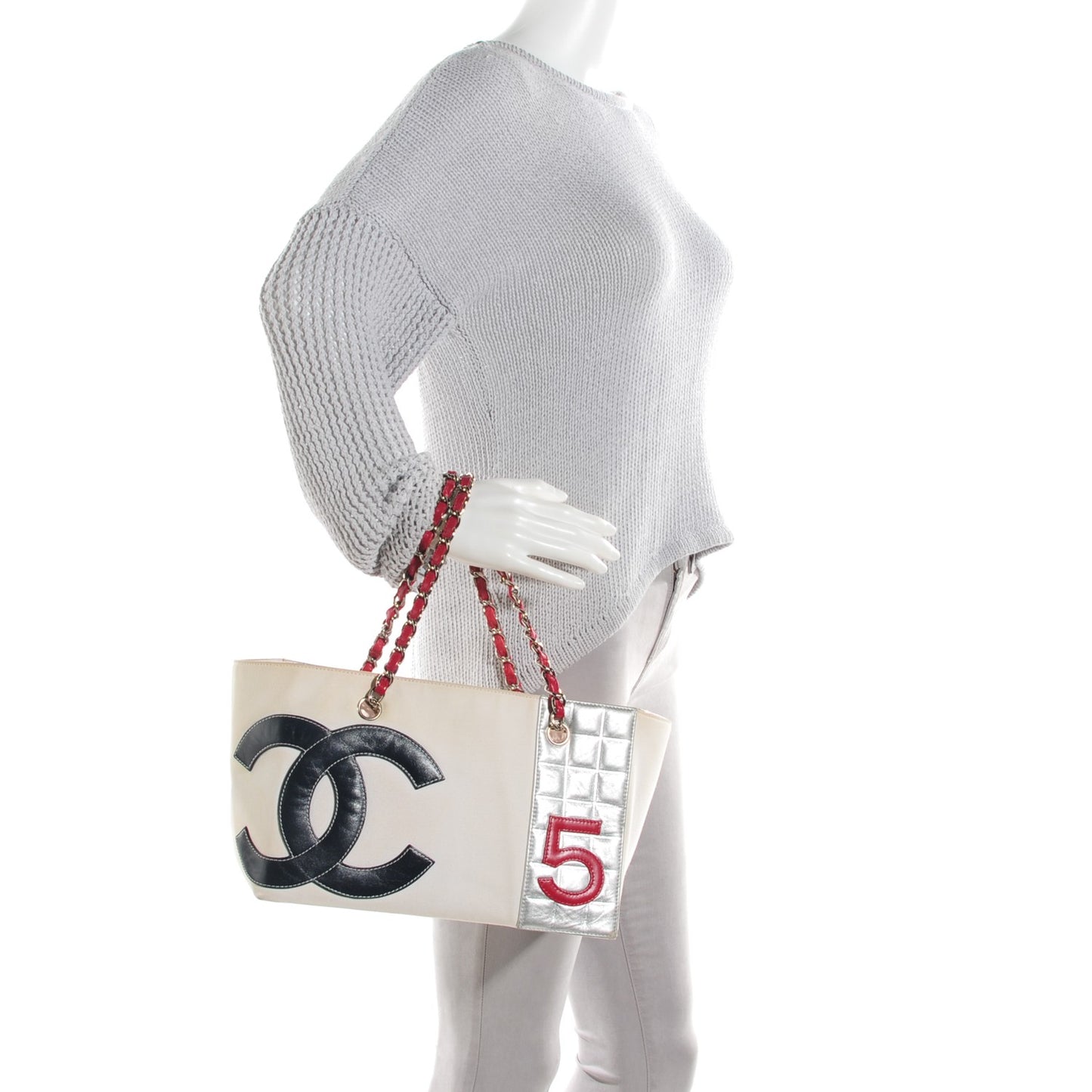 Canvas Foil N°5 Shopping Tote Beige