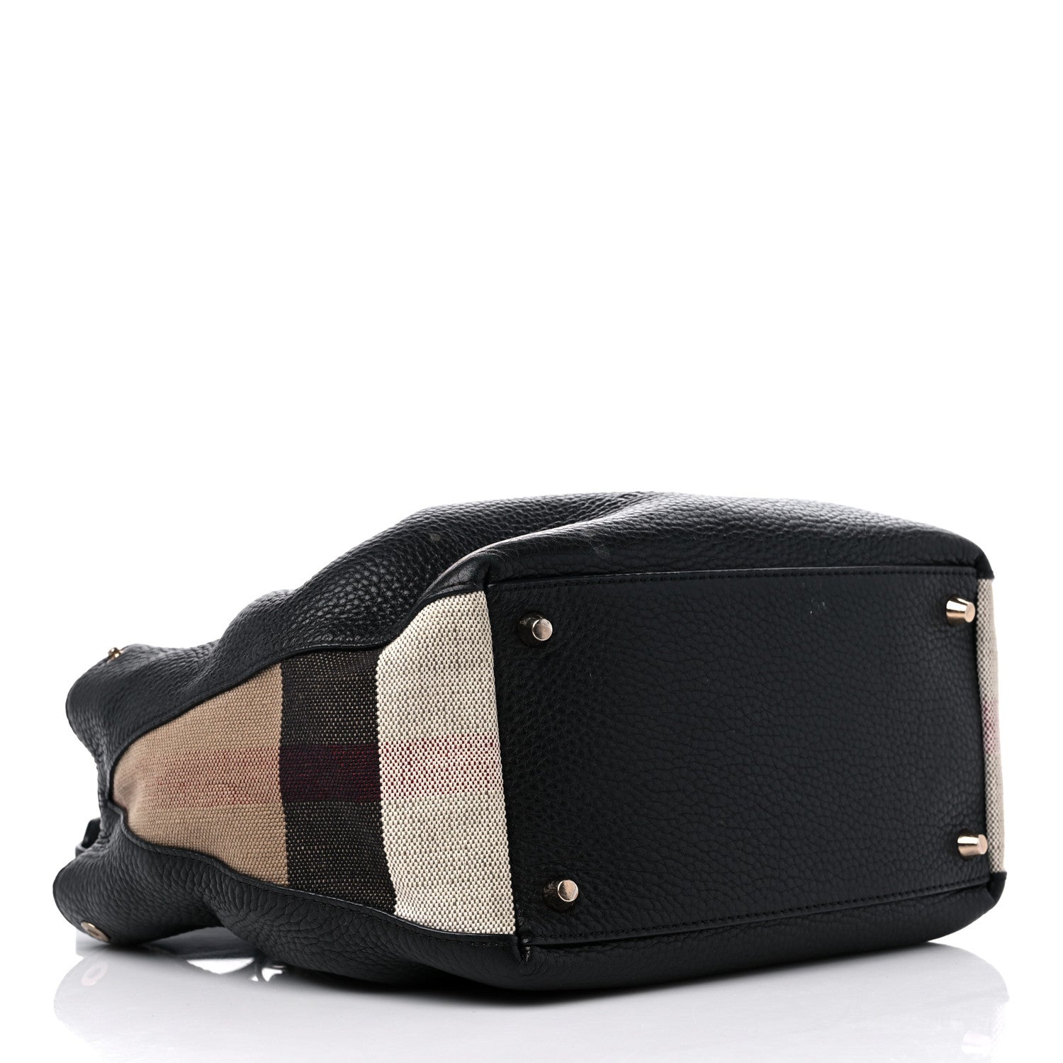 Burberry Grainy Calfskin House Check Small Maidstone Black 4 of 17