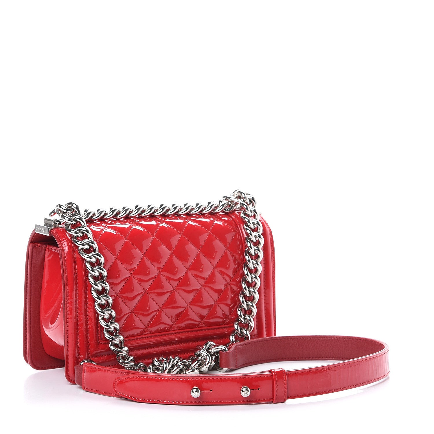 Chanel Patent Calfskin Quilted Small Plexiglass Boy Flap Red 2 of 11