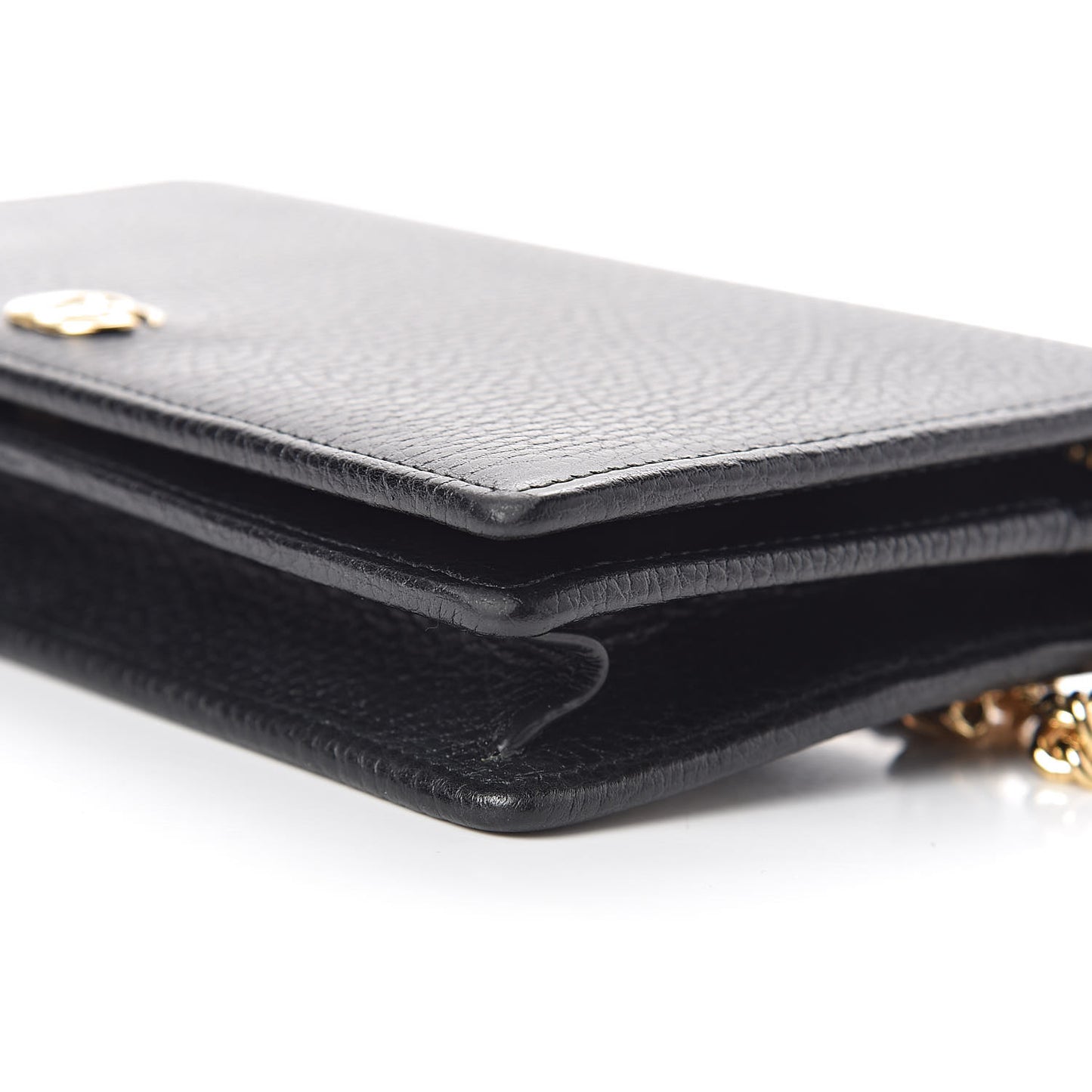 Calfskin Mini GG Marmont Chain Wallet Black