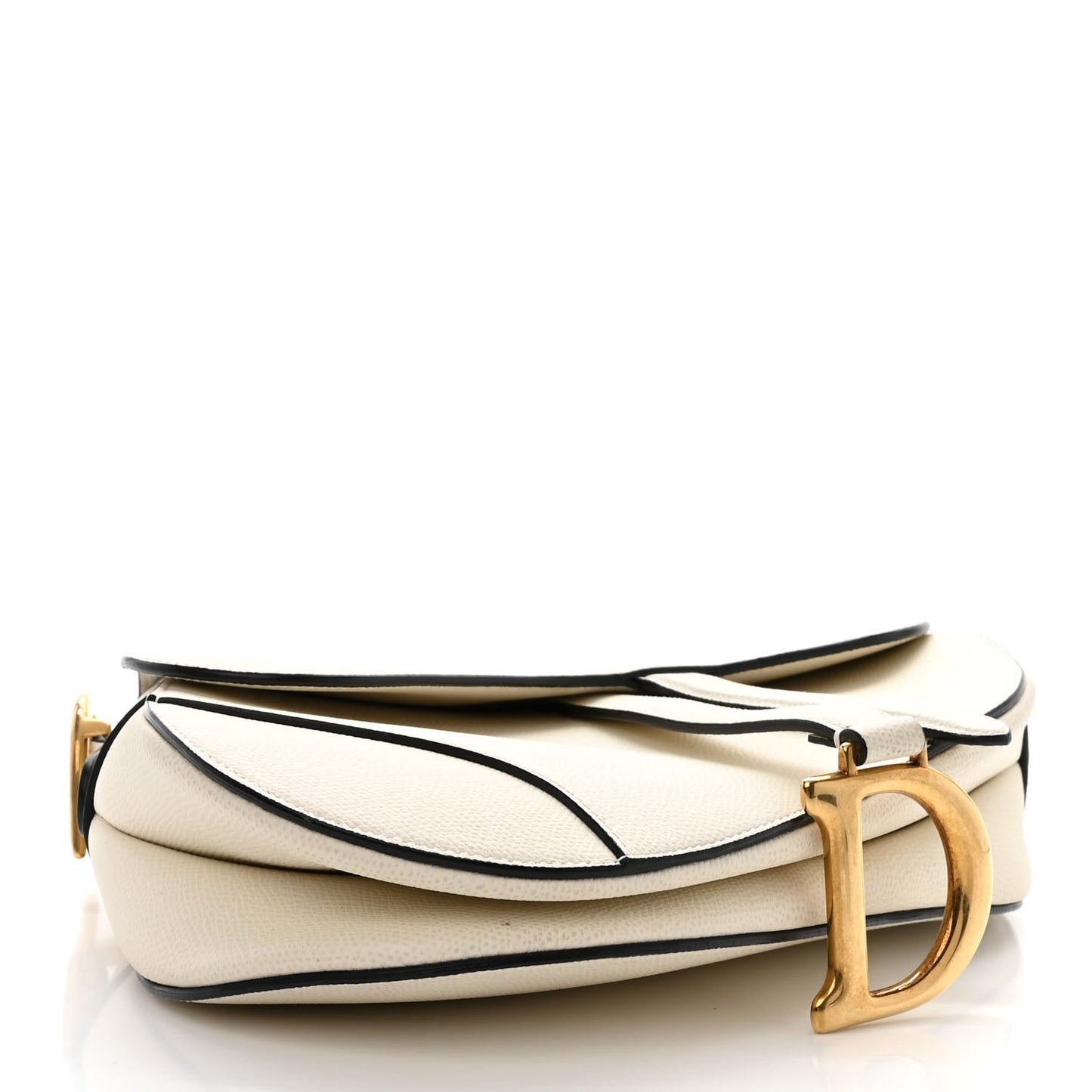 Grained Calfskin Saddle Bag White