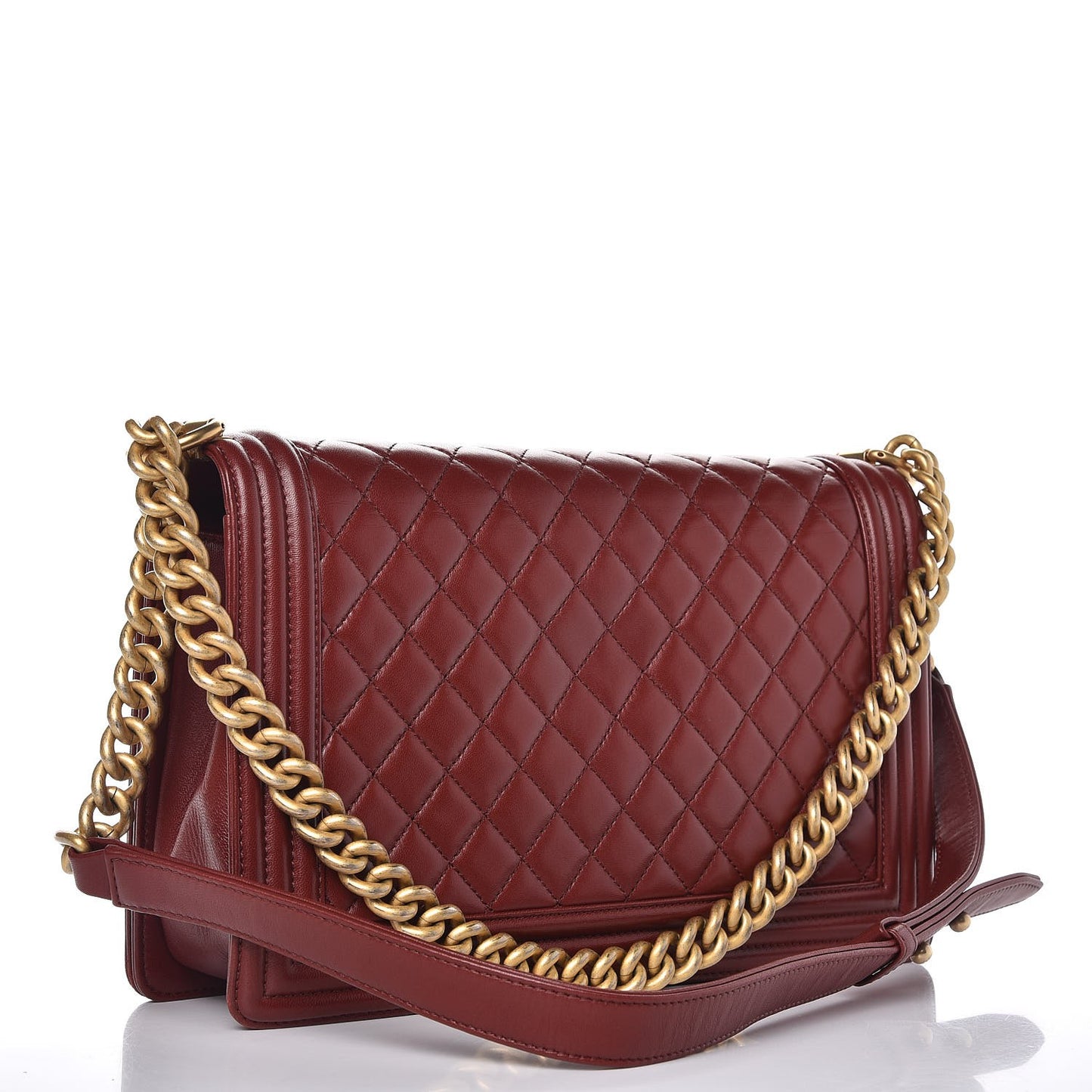 Lambskin Quilted New Medium Boy Flap Burgundy