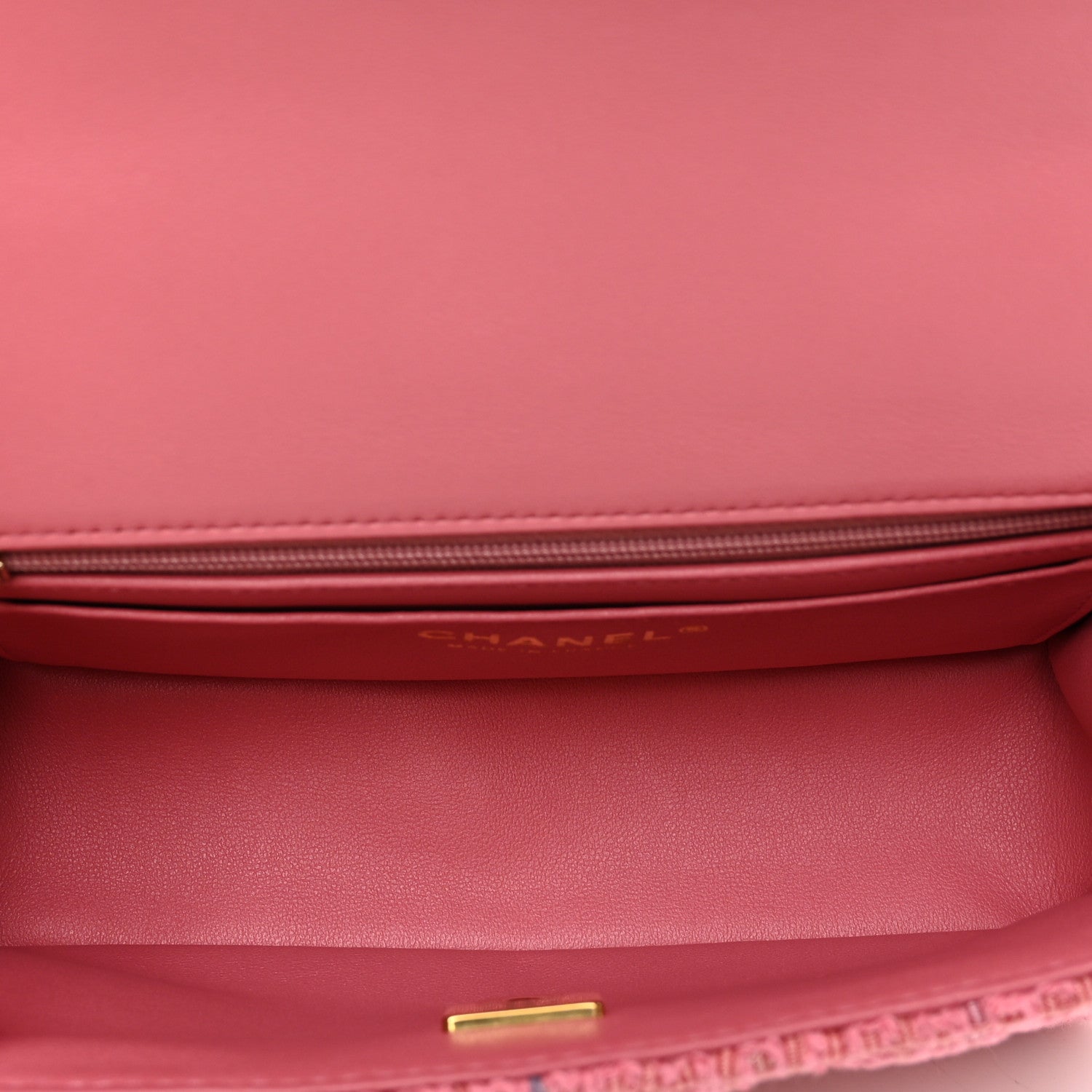 Chanel Tweed Quilted Mini Top Handle Rectangular Flap Dark Pink 6 of 10