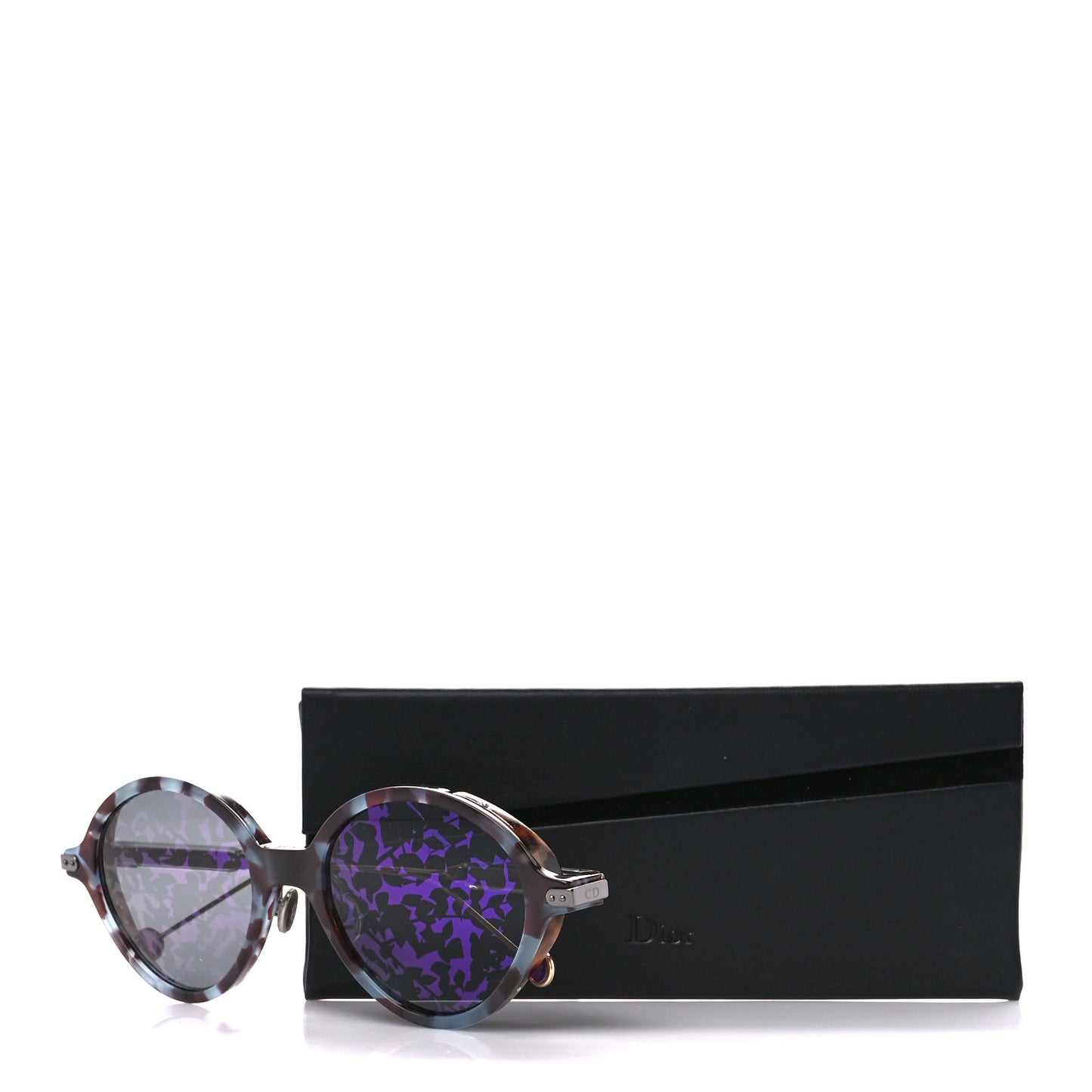 Acetate Leaf Print Umbrage Round Sunglasses Purple Foliage
