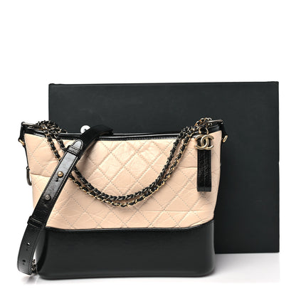 Chanel Aged Calfskin Quilted Medium Gabrielle Hobo Beige Black 11 of 11