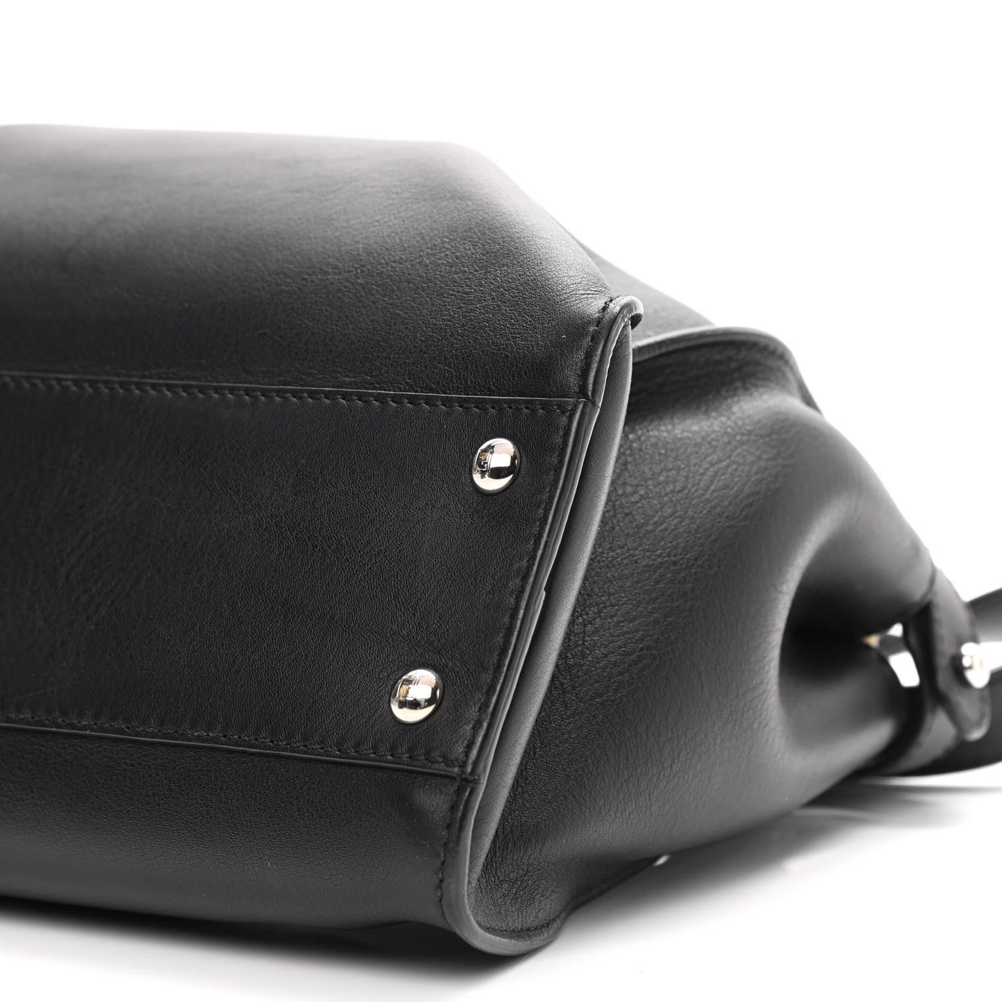 Vitello Dolce Shiny Nappa Plexglass Granite Medium Peekaboo Iconic Satchel Black