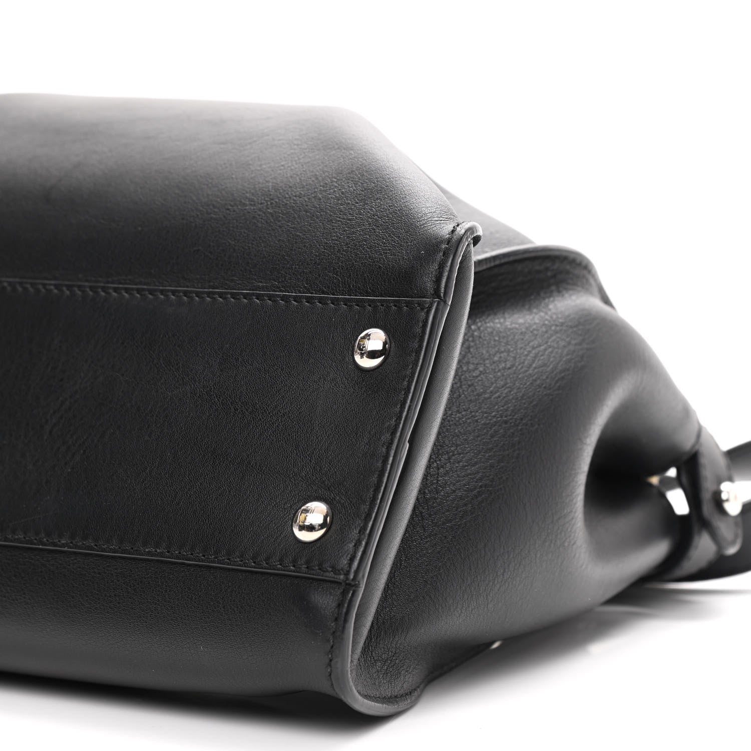 Fendi Vitello Dolce Shiny Nappa Plexglass Granite Medium Peekaboo Iconic Satchel Black 11 of 11