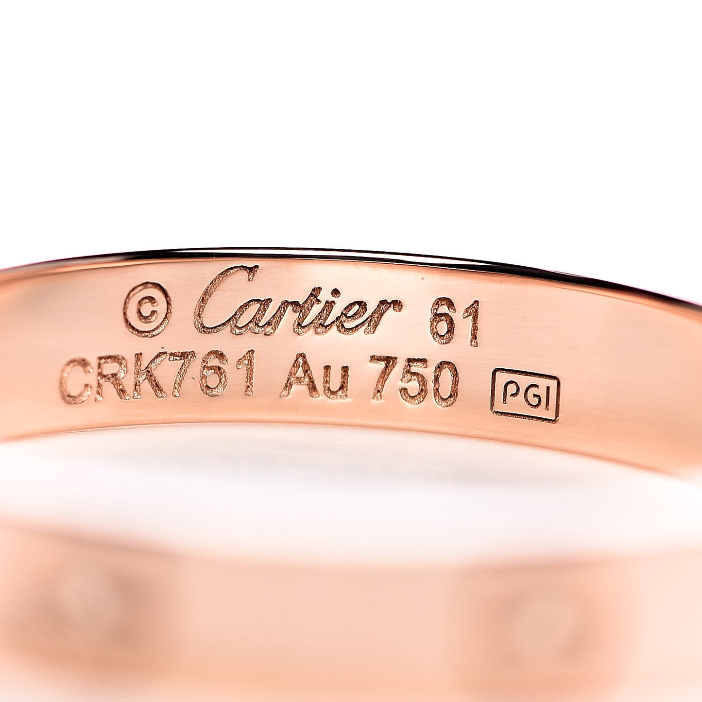 18K Pink Gold 3.5mm LOVE Wedding Band Ring 61 9.5