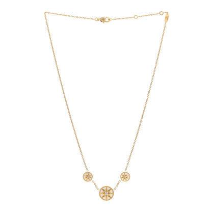 Christian Dior 18K Yellow Gold Diamond Mother of Pearl Rose Des Vents 3-Station Necklace 3 of 7
