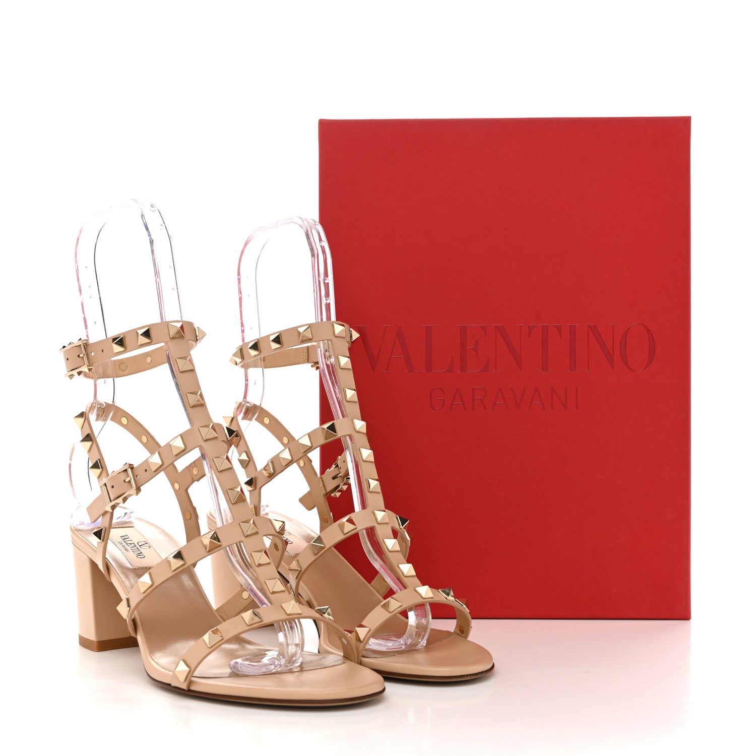 Valentino Garavani Calfskin Rockstud 60mm City Sandals 38 Sabbia 9 of 9