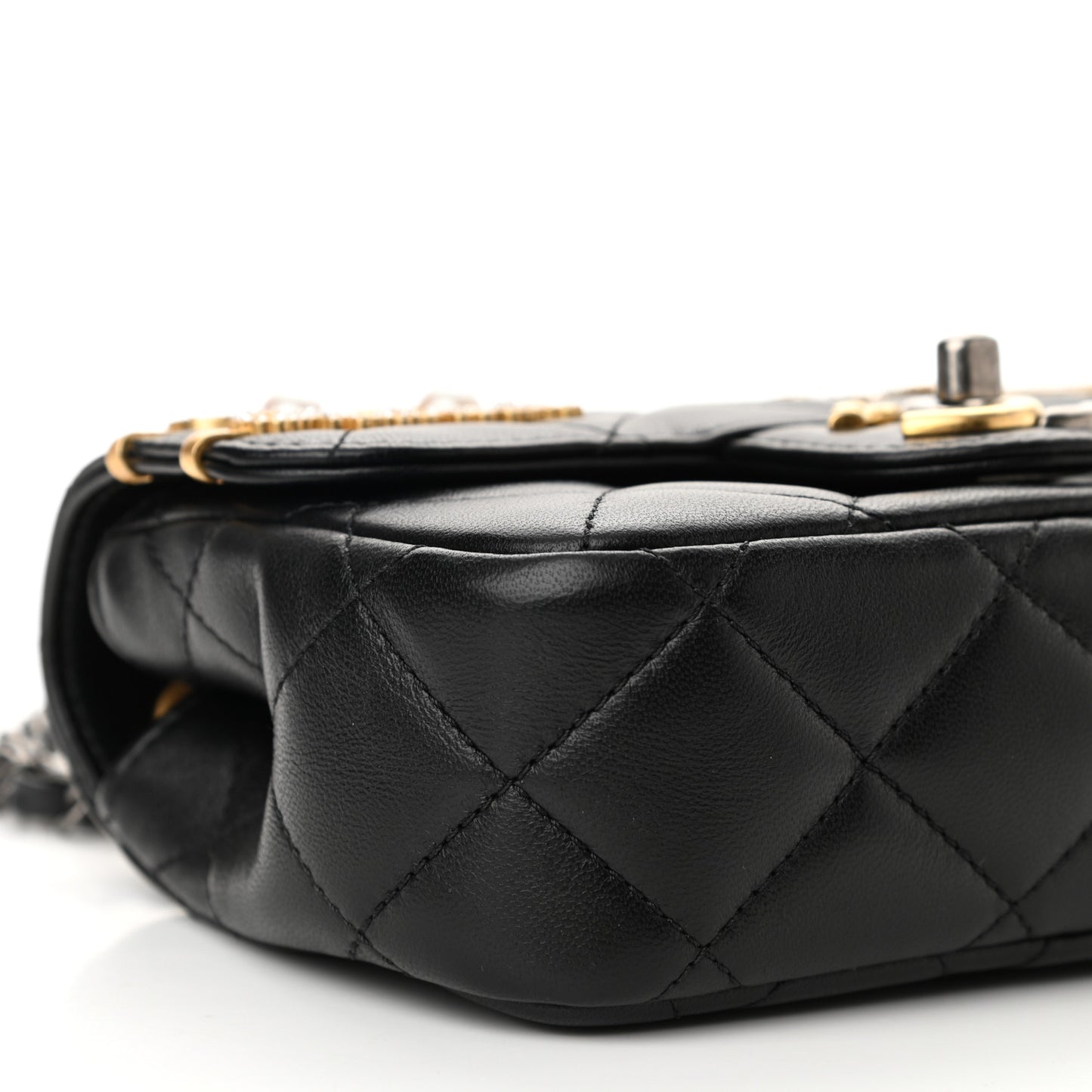Lambskin Quilted Mini Coco Clips Single Flap Black